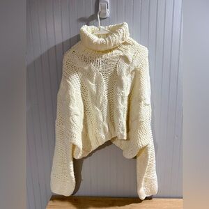 POL Chunky Cable Turtleneck Sweater - Cream